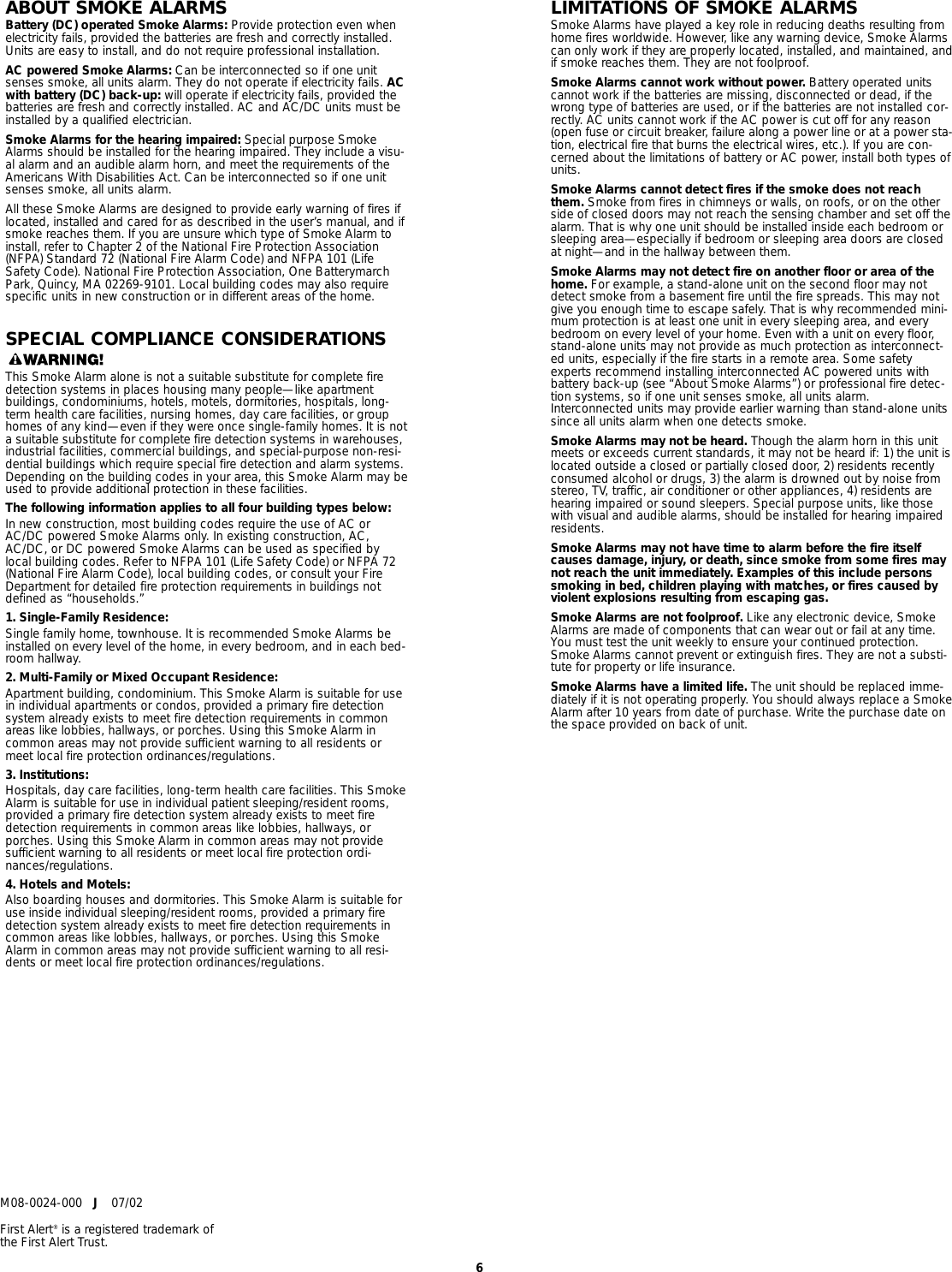 Page 6 of 6 - First-Alert First-Alert-Sa150B-Users-Manual- M08_0024_000_EWEB(SA90/150CN)  First-alert-sa150b-users-manual