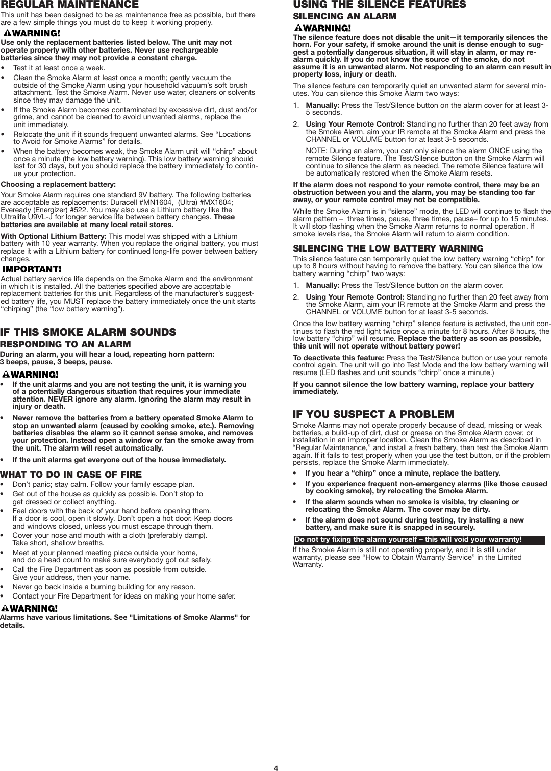 Page 4 of 6 - First-Alert First-Alert-Sa302-Users-Manual- M08_0071_001_E (SA302_HD)WEB  First-alert-sa302-users-manual