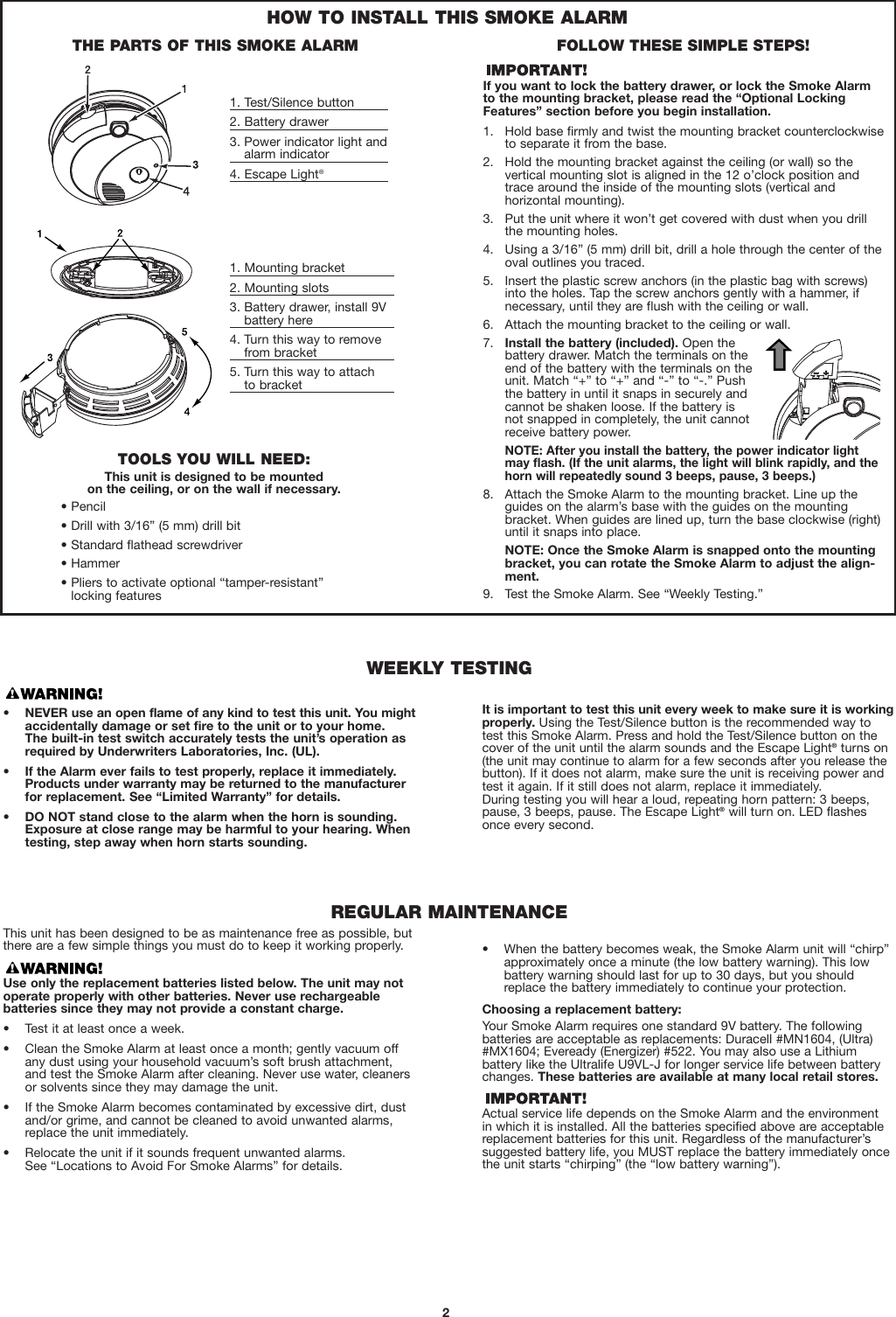 Page 2 of 6 - First-Alert First-Alert-Sa720-Users-Manual- SA720  First-alert-sa720-users-manual