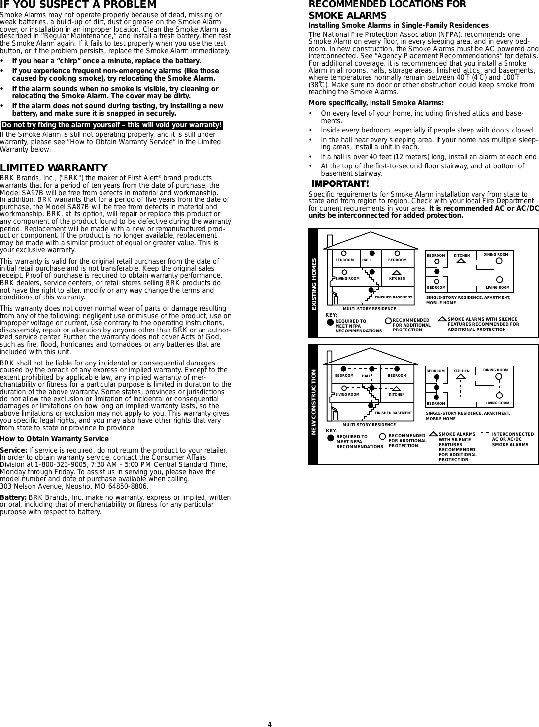 Page 4 of 6 - First-Alert First-Alert-Sa87Cn-Users-Manual- M08_0020_002_E(SA87CN/SA97CN)  First-alert-sa87cn-users-manual
