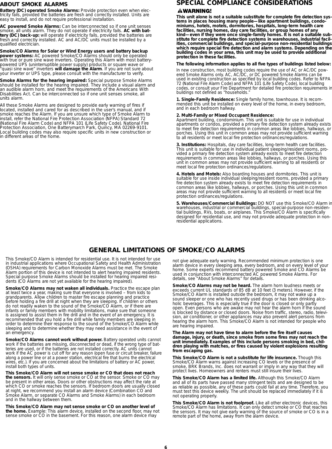 Page 6 of 7 - First-Alert First-Alert-Sc01N-Users-Manual- M08-0015-001.E (SC01CN)  First-alert-sc01n-users-manual