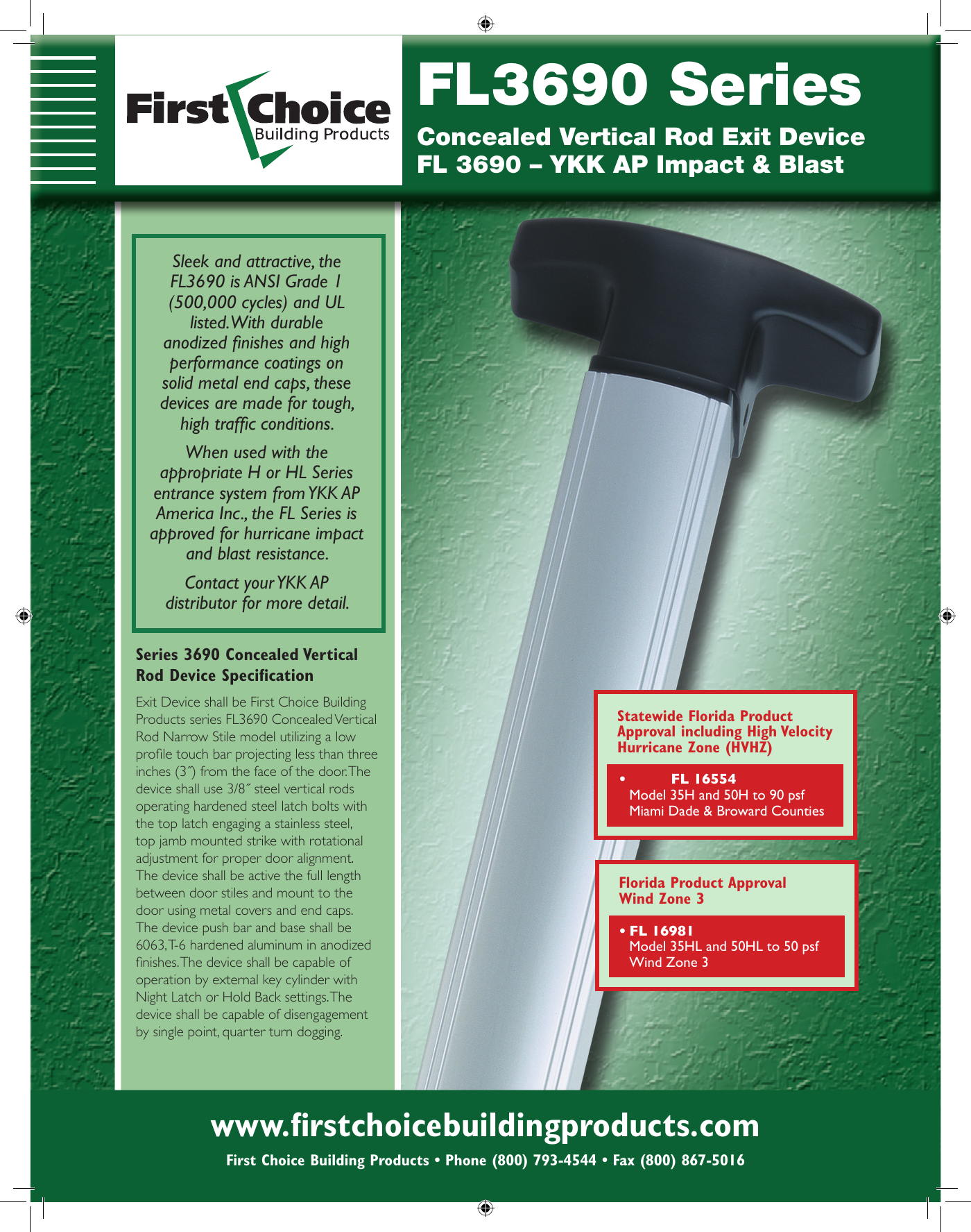 Page 1 of 2 - First Choice Building Products FL3690 Series Cut Sheet Cs Fl3690series