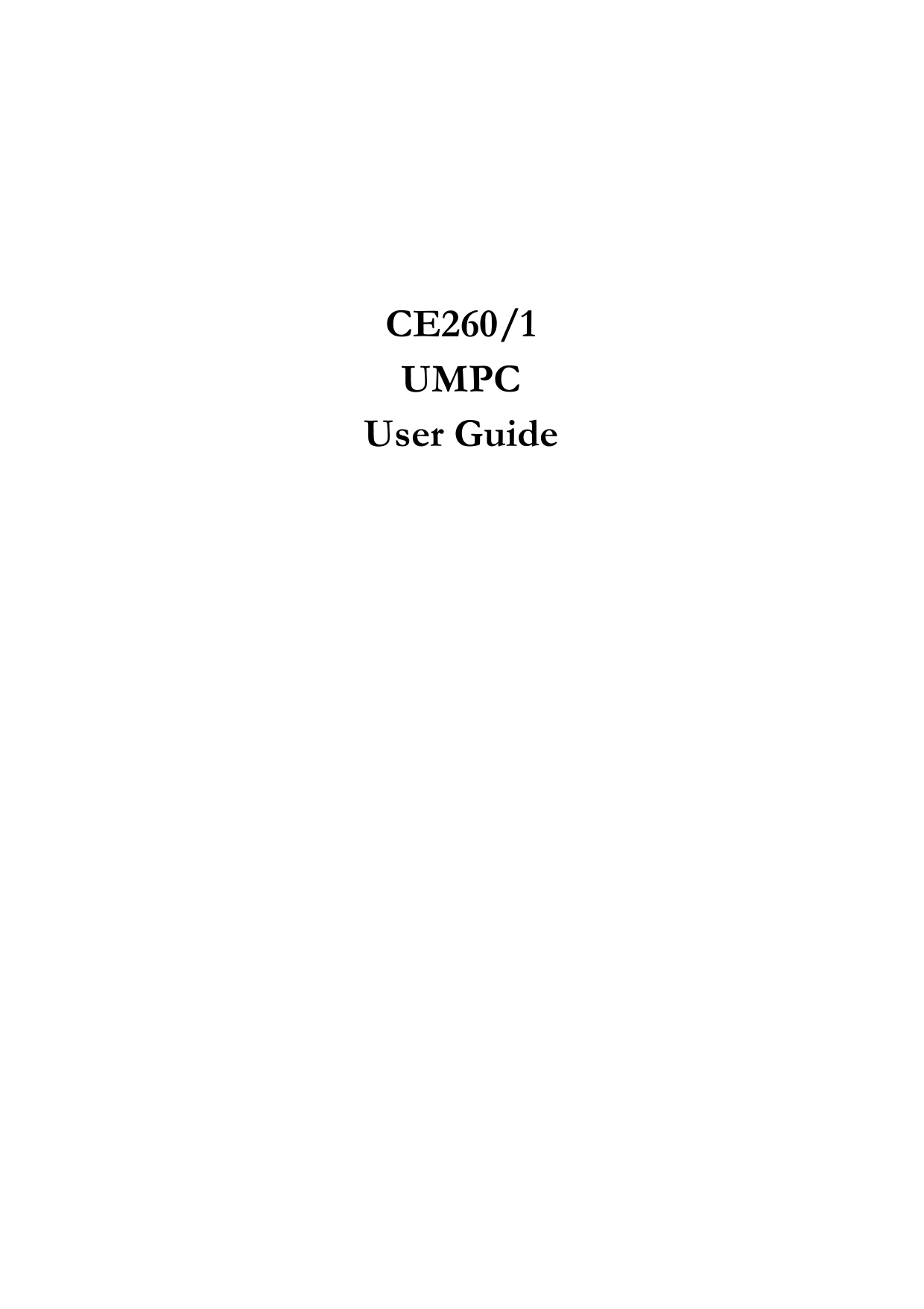     CE260/1  UMPC User Guide   