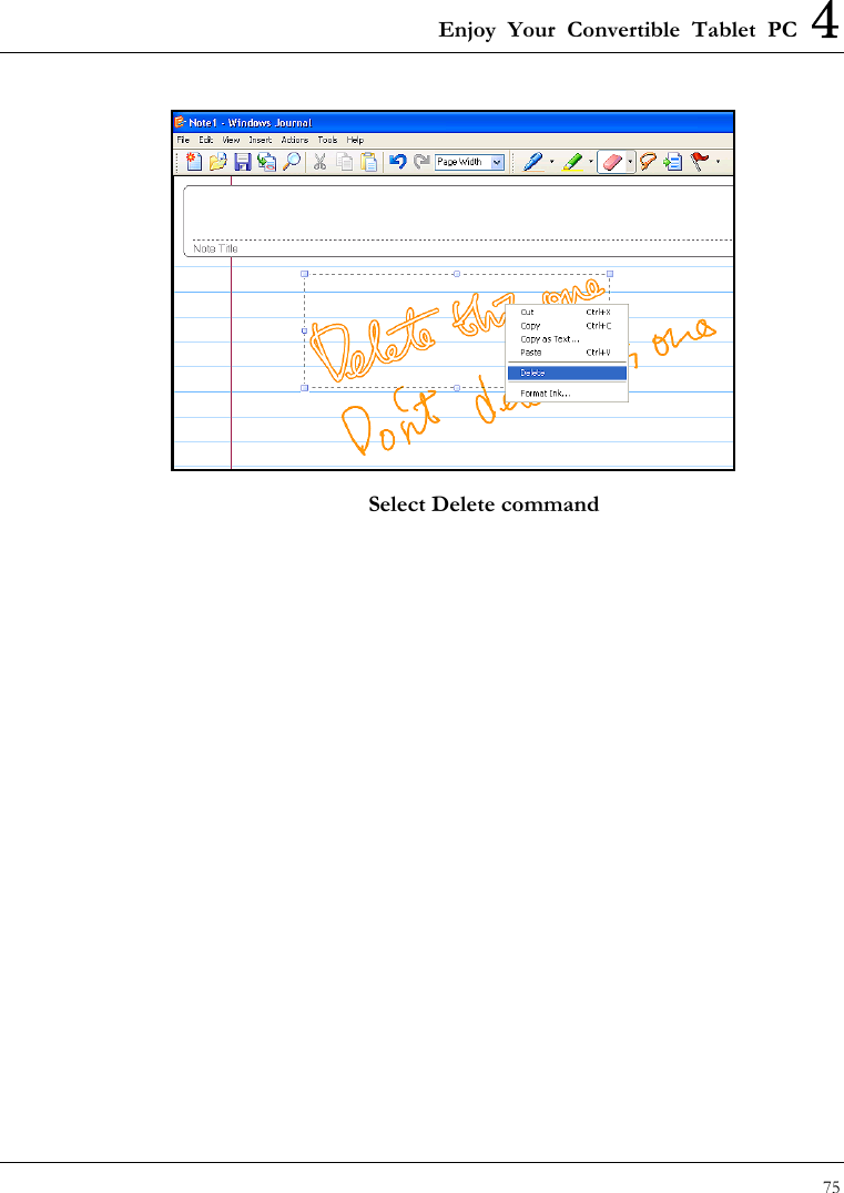 Enjoy Your Convertible Tablet PC 4 75   Select Delete command 