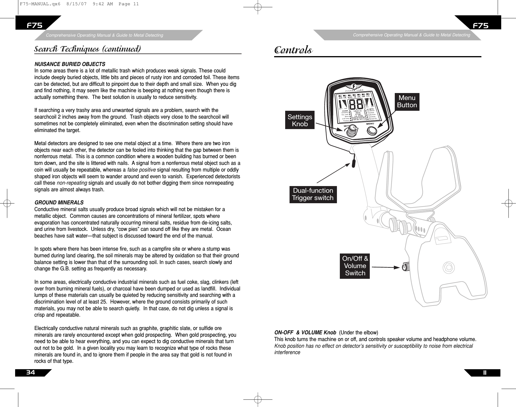 Page 11 of First Texas F75MD Hobby Metal Detector User Manual Layout 1