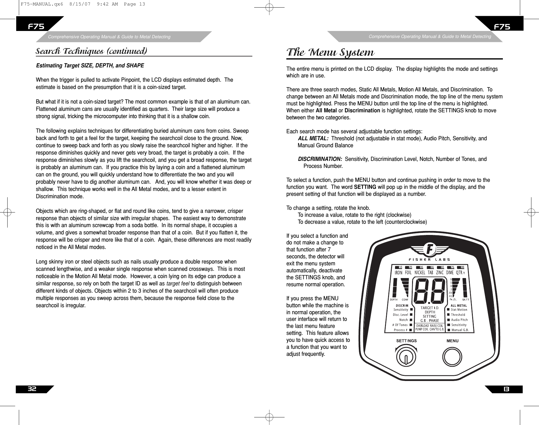 Page 13 of First Texas F75MD Hobby Metal Detector User Manual Layout 1