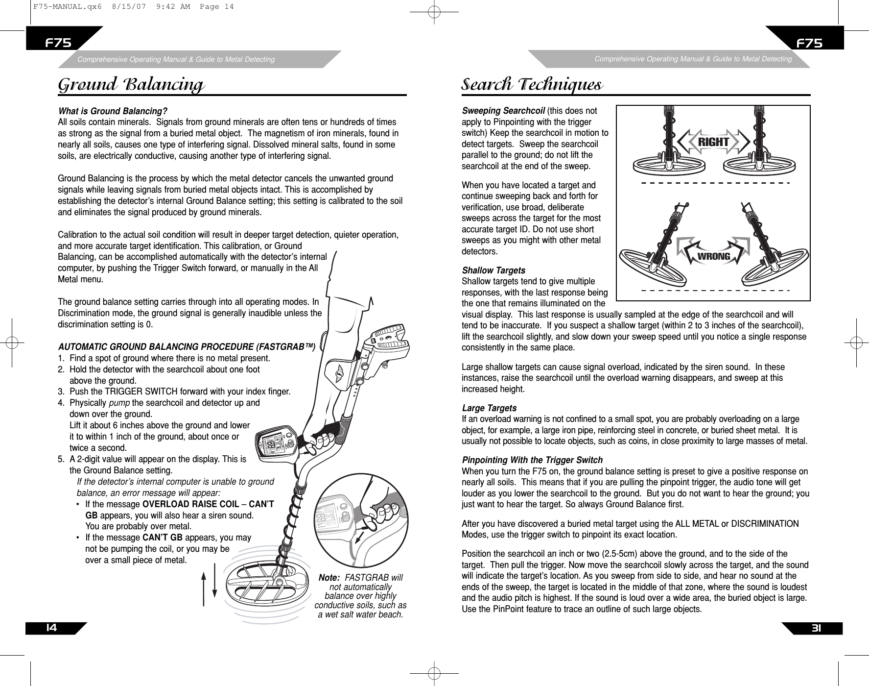 Page 14 of First Texas F75MD Hobby Metal Detector User Manual Layout 1