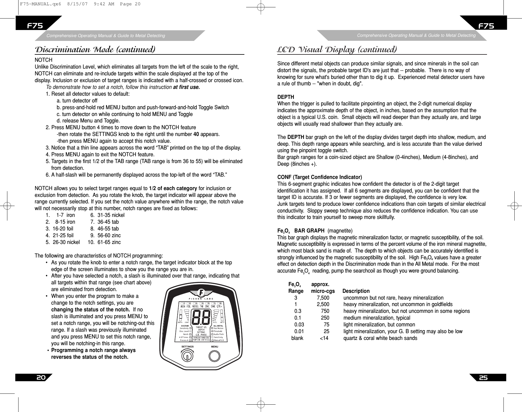 Page 20 of First Texas F75MD Hobby Metal Detector User Manual Layout 1