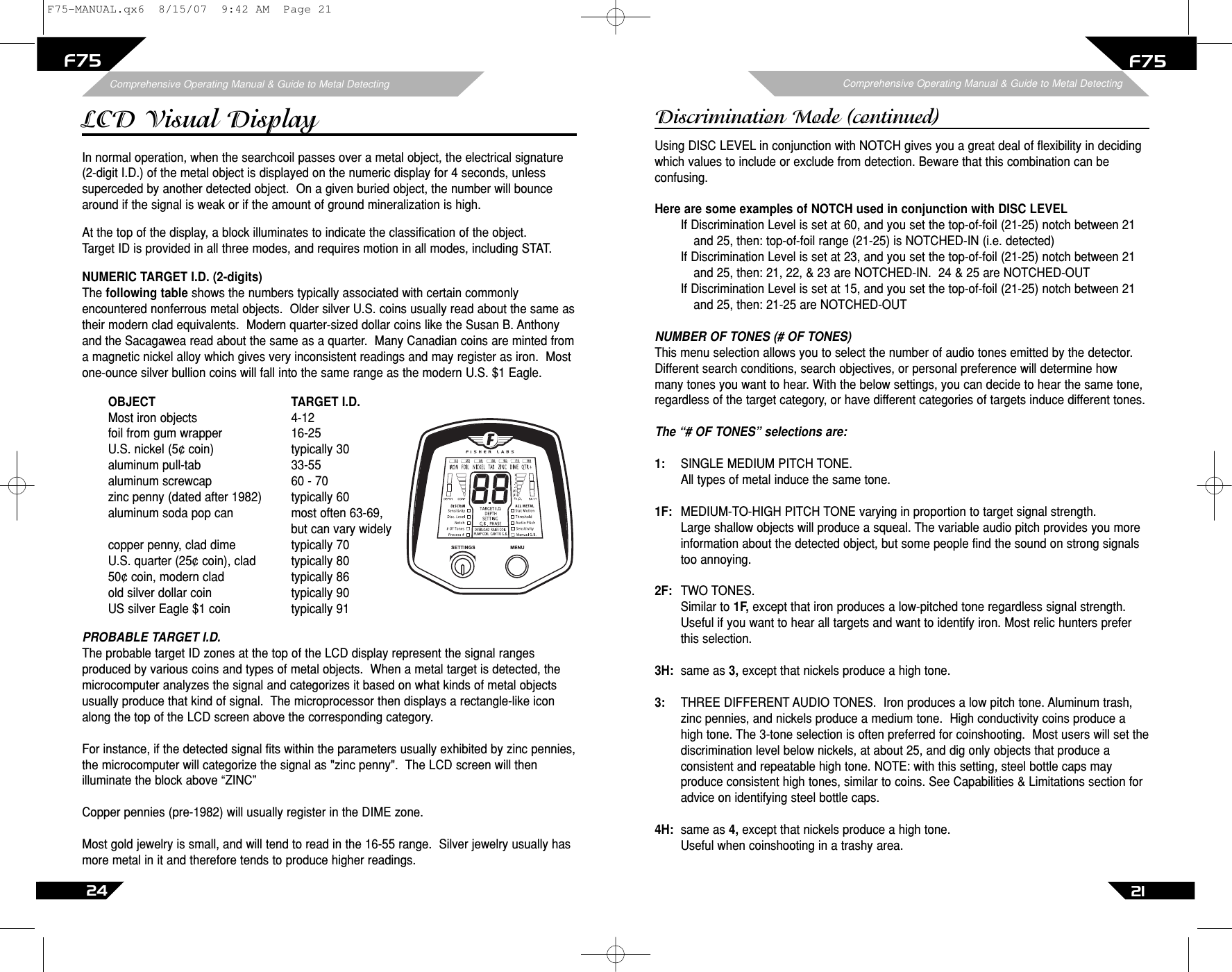 Page 21 of First Texas F75MD Hobby Metal Detector User Manual Layout 1