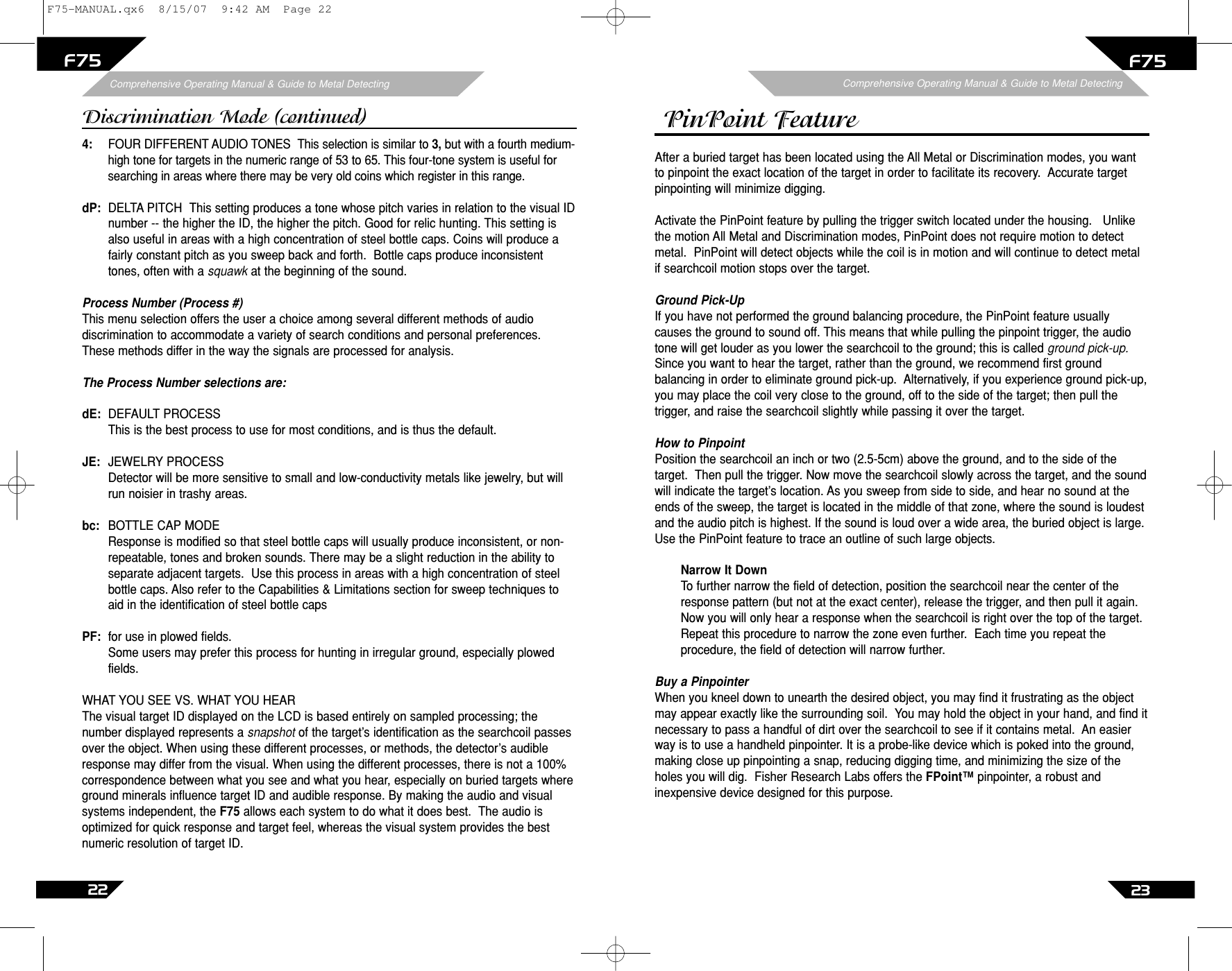 Page 22 of First Texas F75MD Hobby Metal Detector User Manual Layout 1