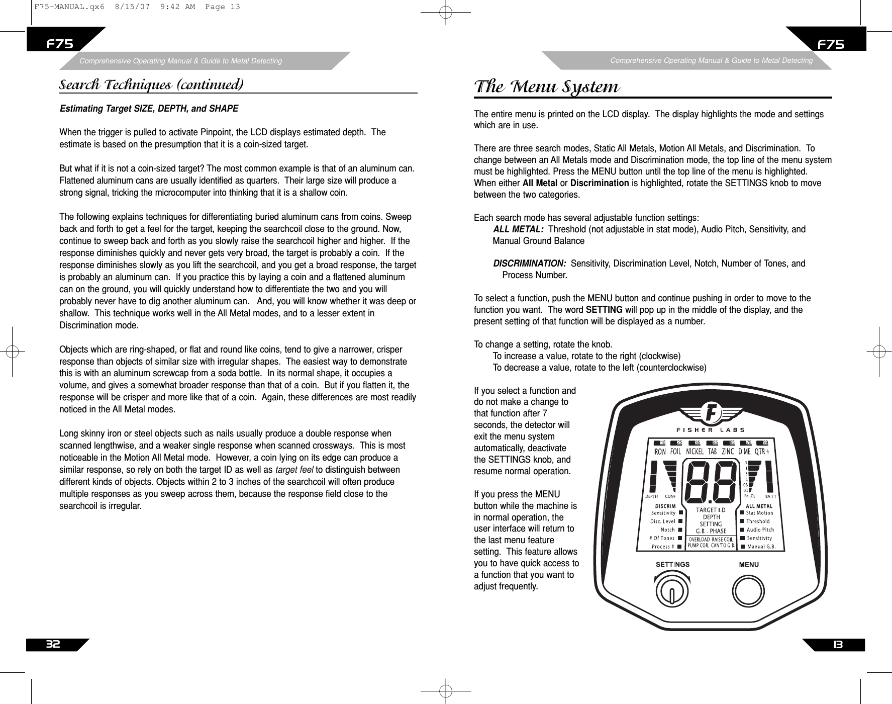 Page 32 of First Texas F75MD Hobby Metal Detector User Manual Layout 1