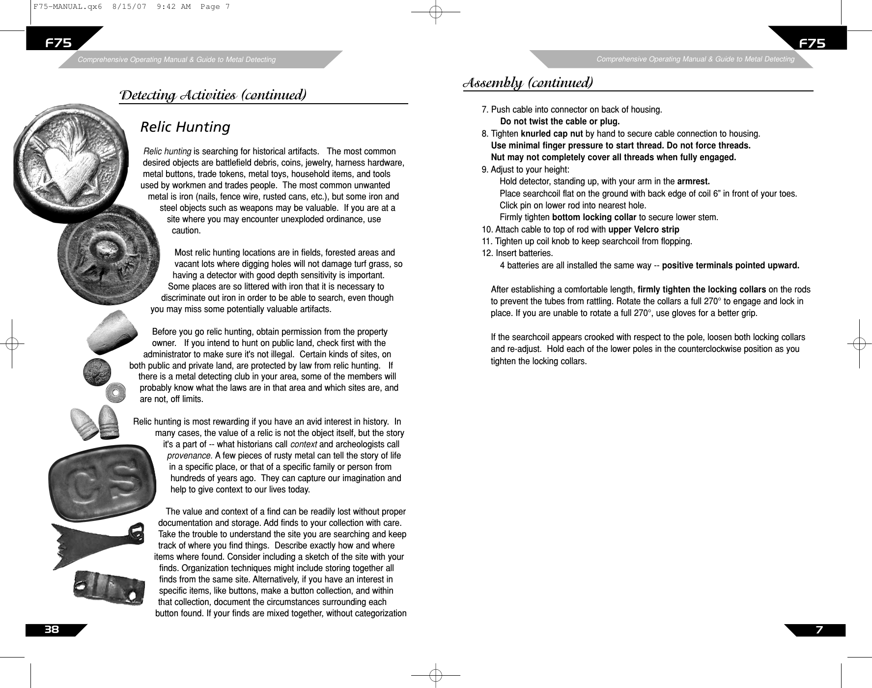 Page 38 of First Texas F75MD Hobby Metal Detector User Manual Layout 1