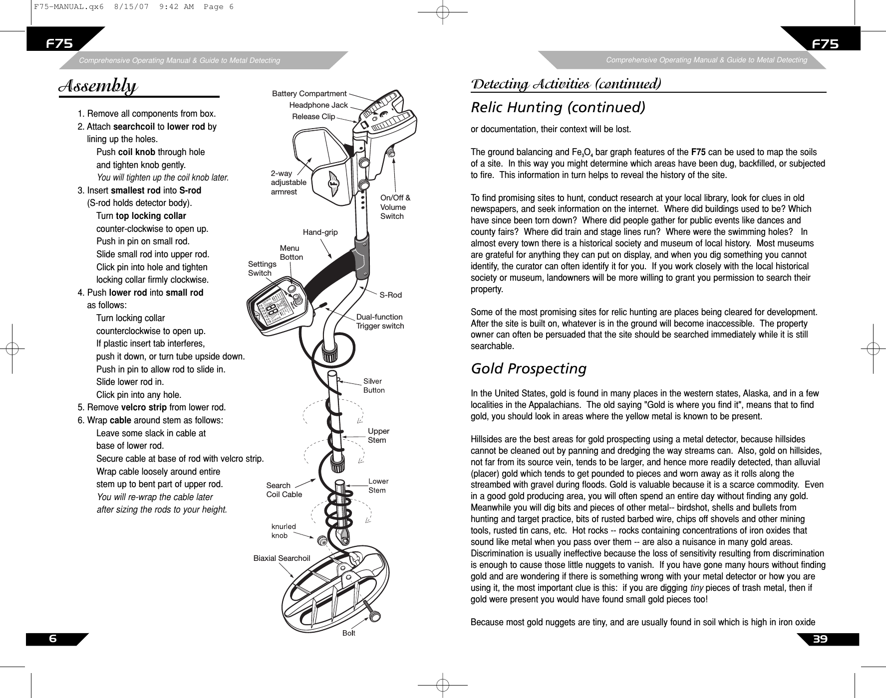 Page 39 of First Texas F75MD Hobby Metal Detector User Manual Layout 1