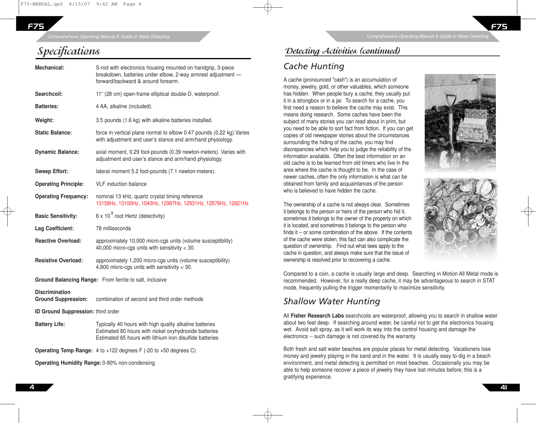 Page 4 of First Texas F75MD Hobby Metal Detector User Manual Layout 1