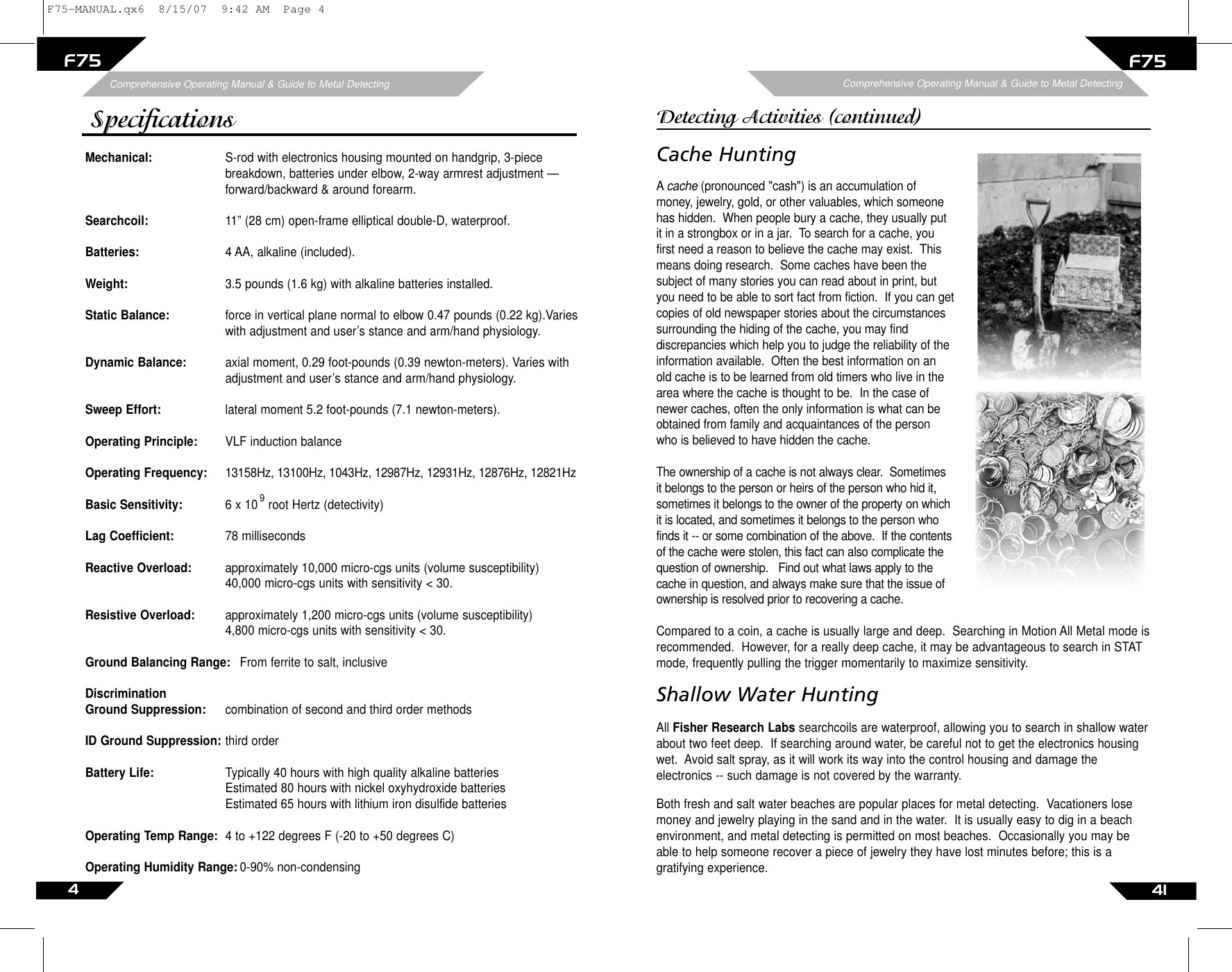 Page 41 of First Texas F75MD Hobby Metal Detector User Manual Layout 1