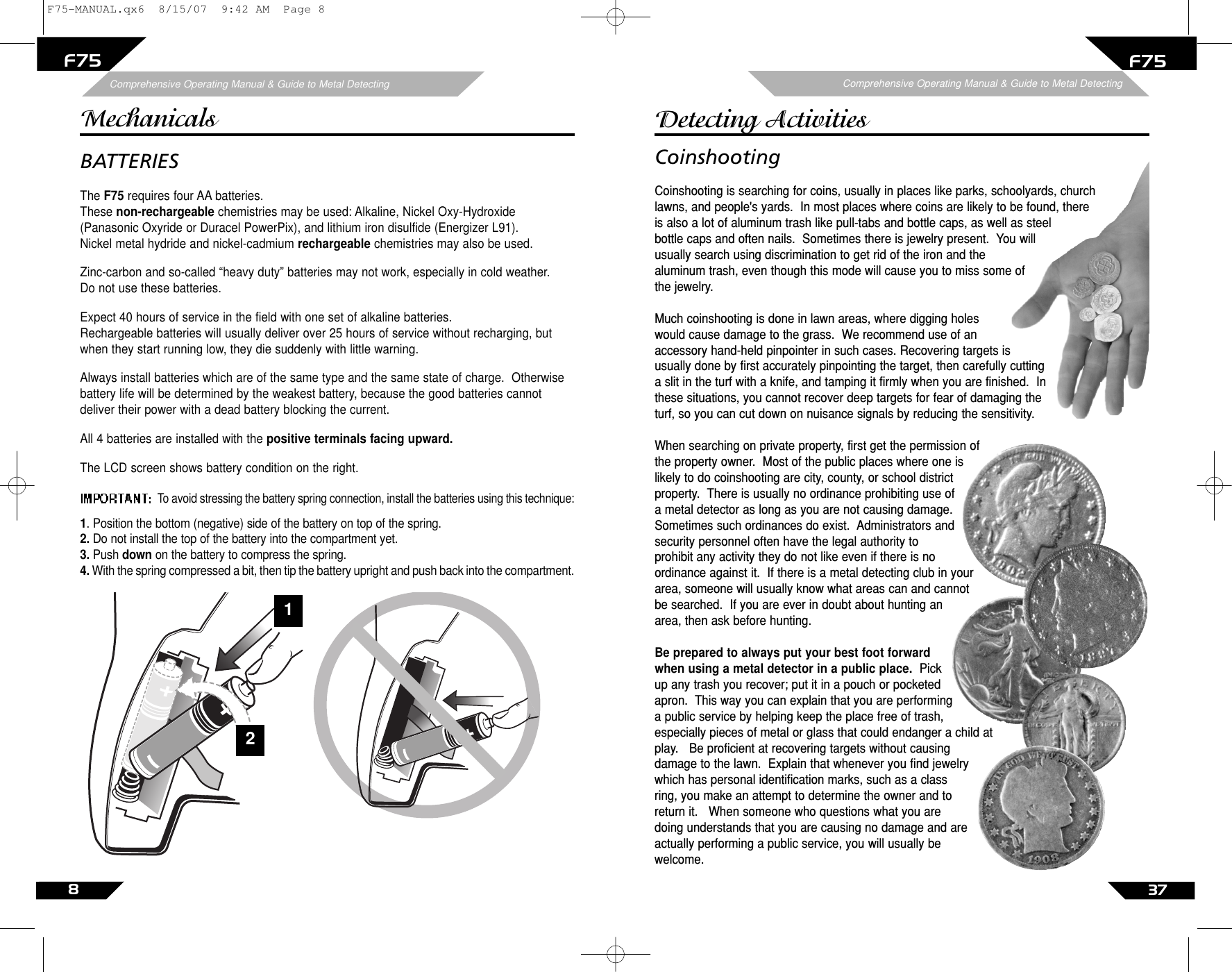 Page 8 of First Texas F75MD Hobby Metal Detector User Manual Layout 1