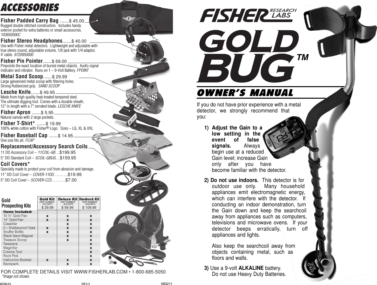 Page 1 of First Texas GB Metal Detector- Goldbug User Manual BHplatinumMANUAL printer 