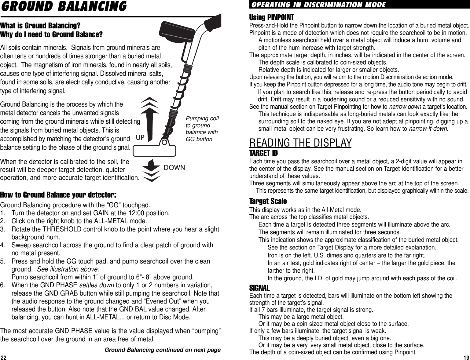 Page 22 of First Texas GB Metal Detector- Goldbug User Manual BHplatinumMANUAL printer 