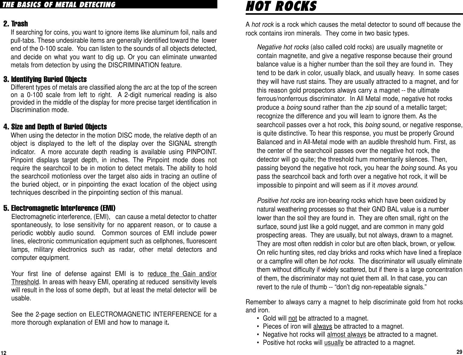 Page 29 of First Texas GB Metal Detector- Goldbug User Manual BHplatinumMANUAL printer 