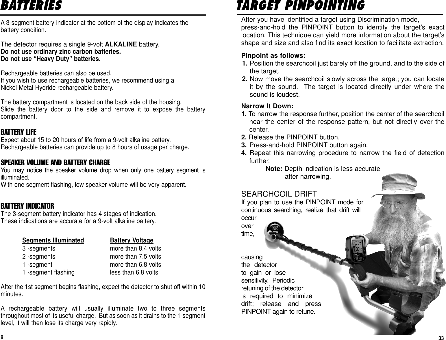 Page 33 of First Texas GB Metal Detector- Goldbug User Manual BHplatinumMANUAL printer 