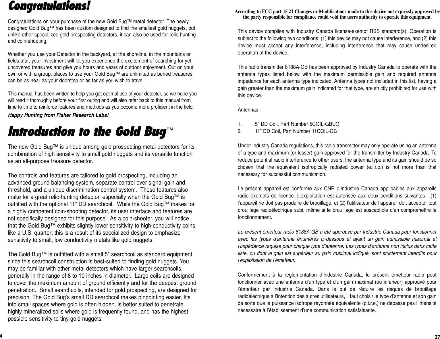 Page 37 of First Texas GB Metal Detector- Goldbug User Manual BHplatinumMANUAL printer 