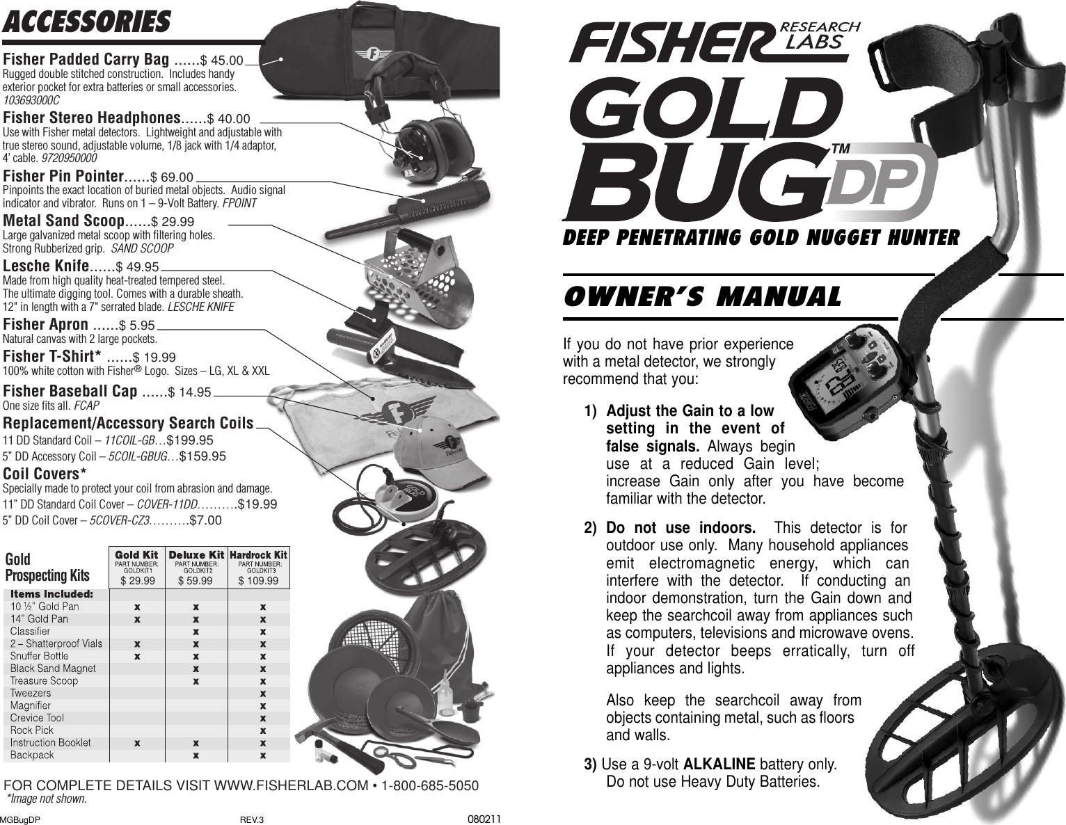 Page 1 of First Texas GB Metal Detector- Goldbug User Manual BHplatinumMANUAL printer 
