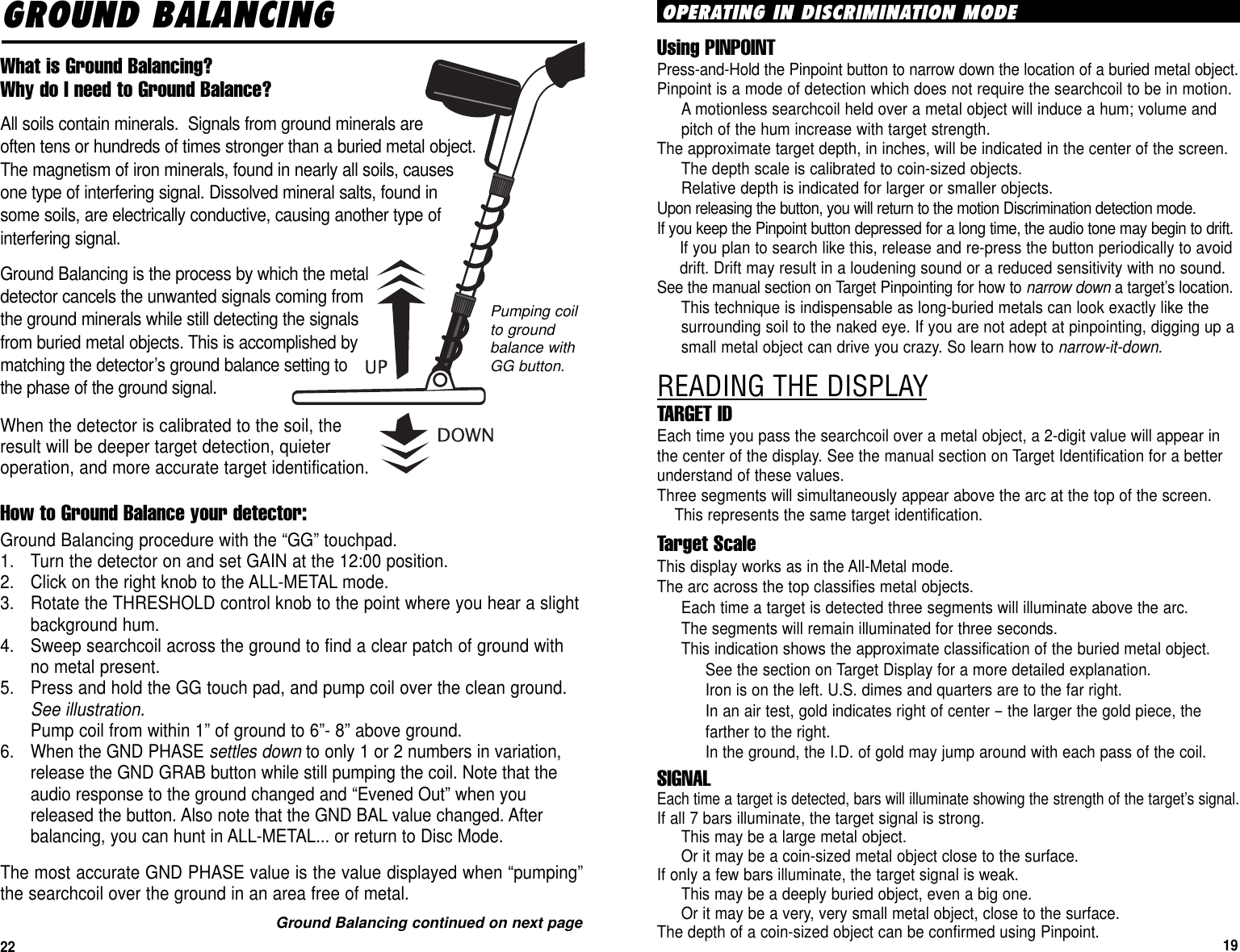 Page 22 of First Texas GB Metal Detector- Goldbug User Manual BHplatinumMANUAL printer 