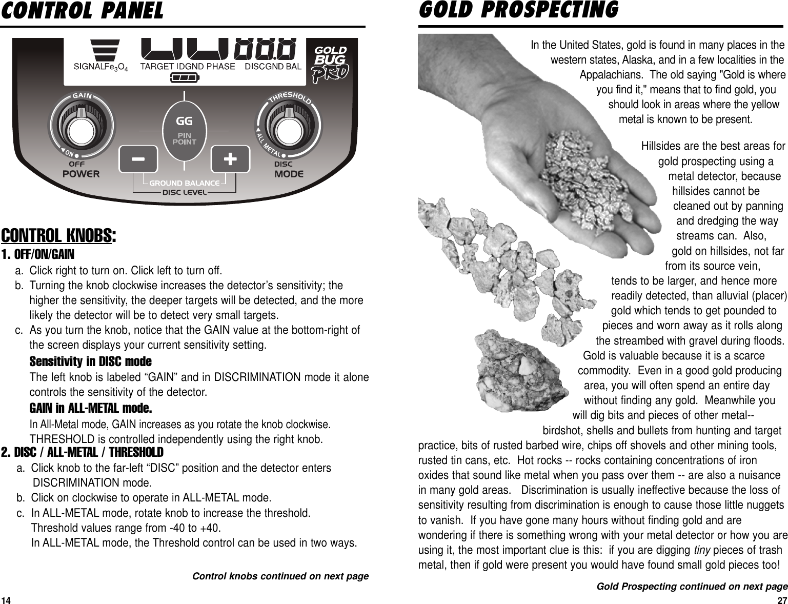 Page 27 of First Texas GB Metal Detector- Goldbug User Manual BHplatinumMANUAL printer 