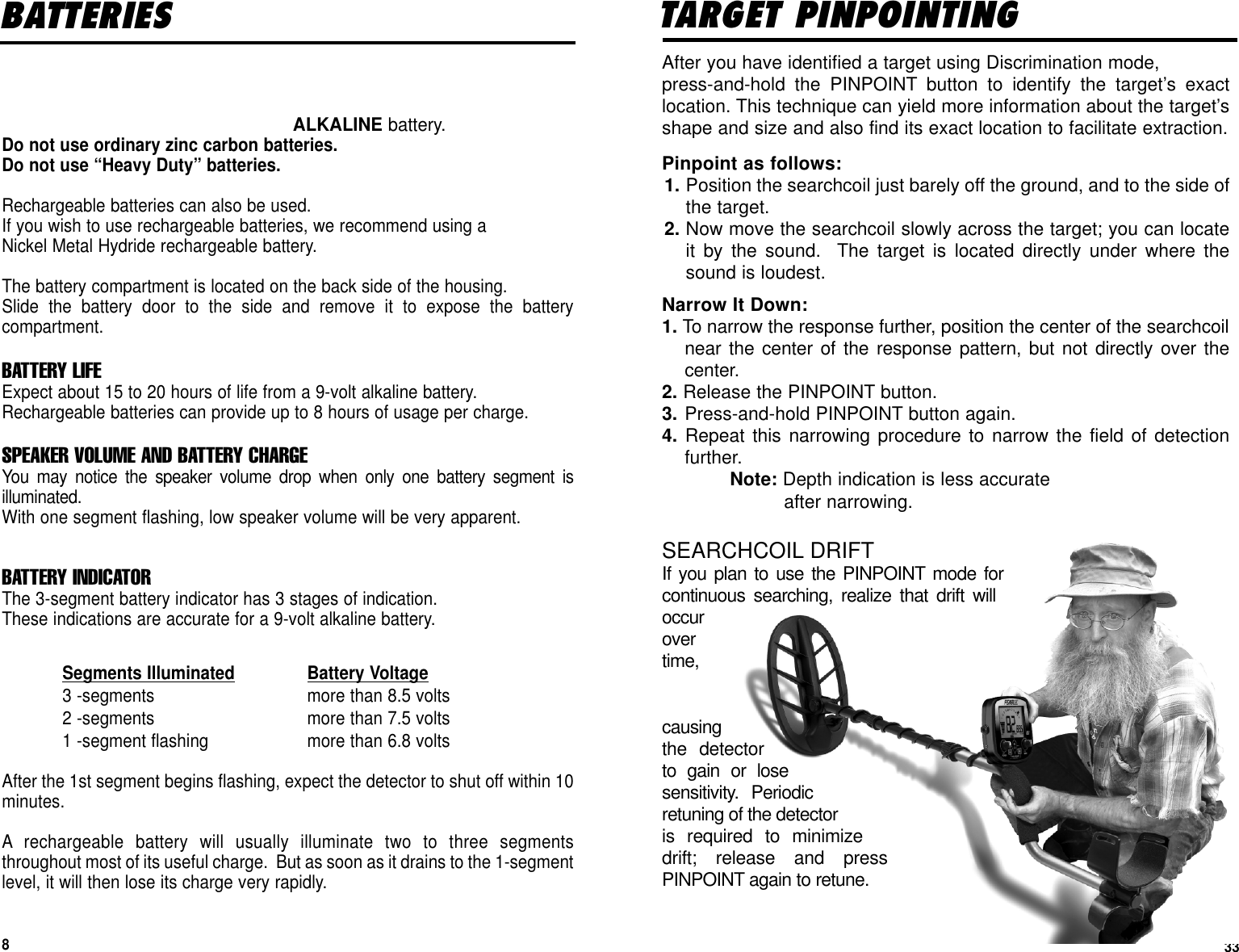 Page 33 of First Texas GB Metal Detector- Goldbug User Manual BHplatinumMANUAL printer 