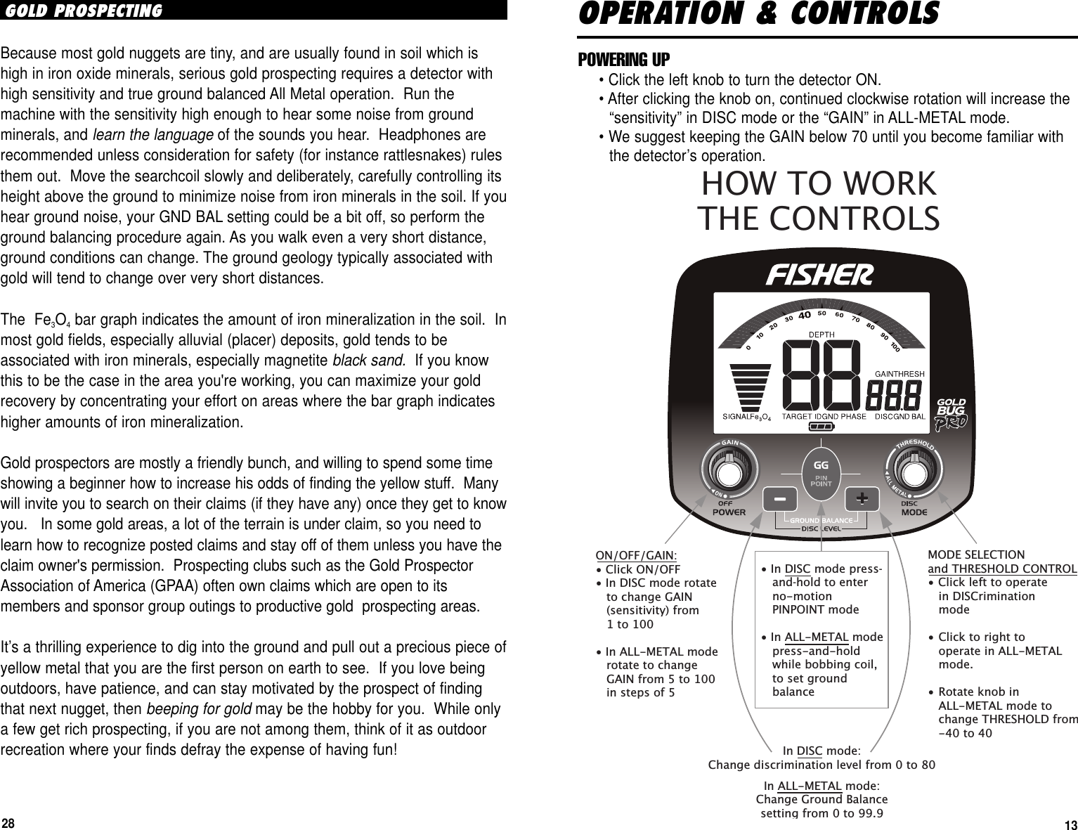 Page 13 of First Texas GB Metal Detector- Goldbug User Manual BHplatinumMANUAL printer 