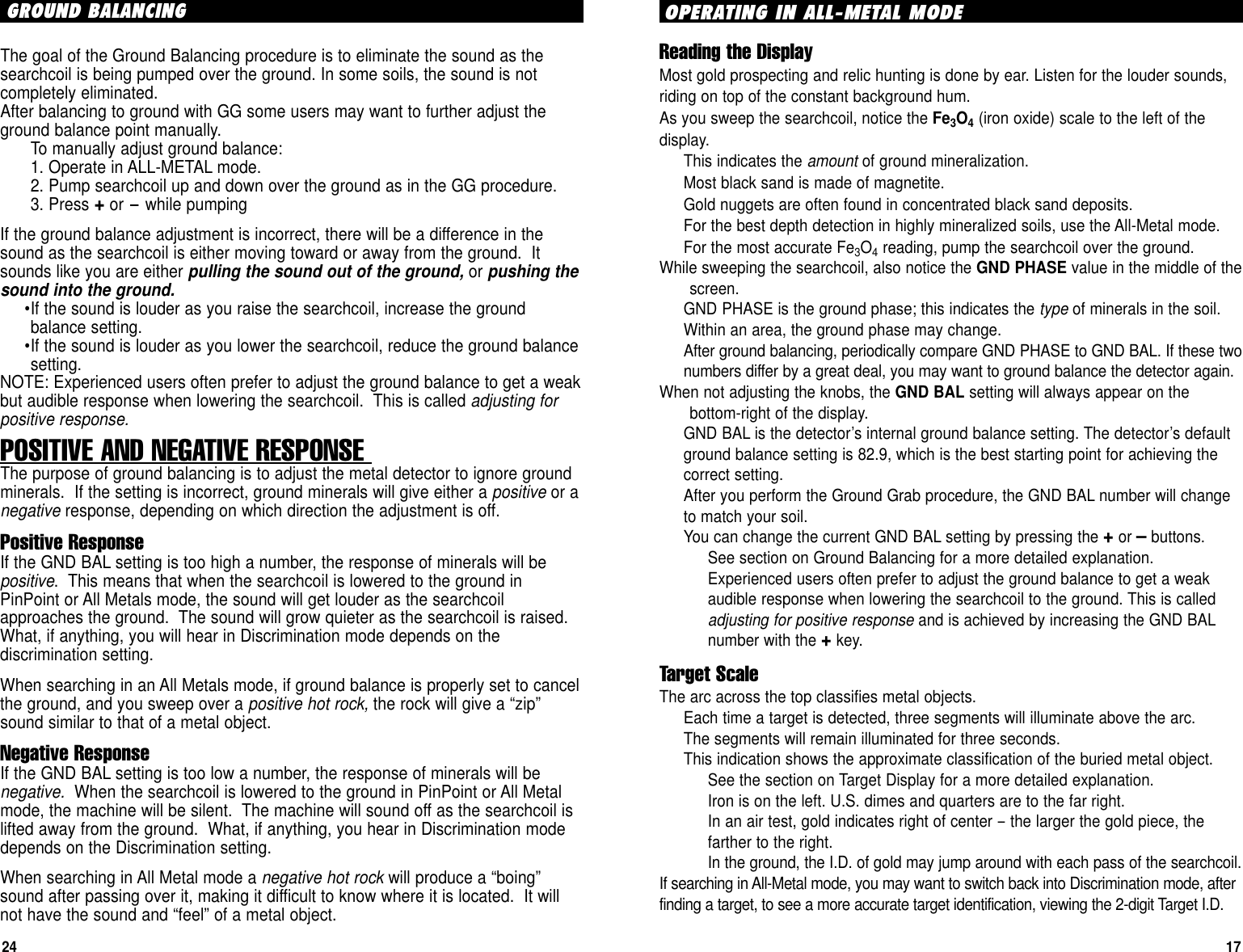 Page 17 of First Texas GB Metal Detector- Goldbug User Manual BHplatinumMANUAL printer 