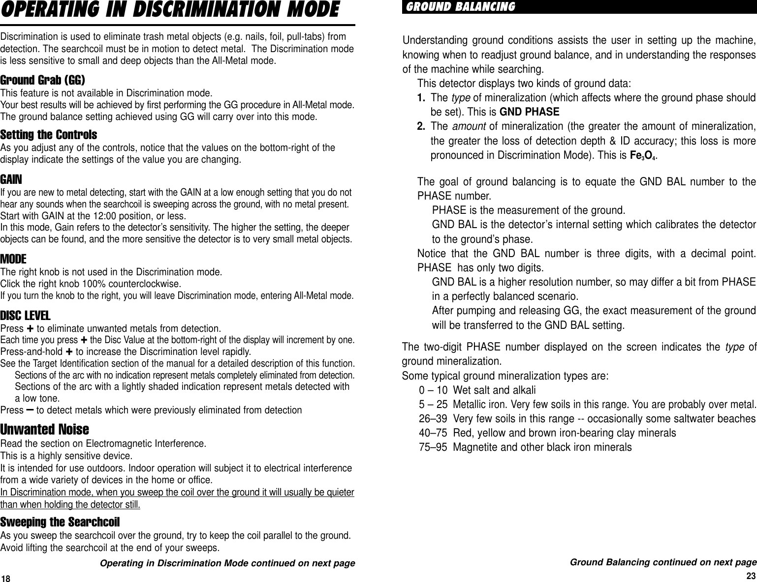 Page 18 of First Texas GB Metal Detector- Goldbug User Manual BHplatinumMANUAL printer 