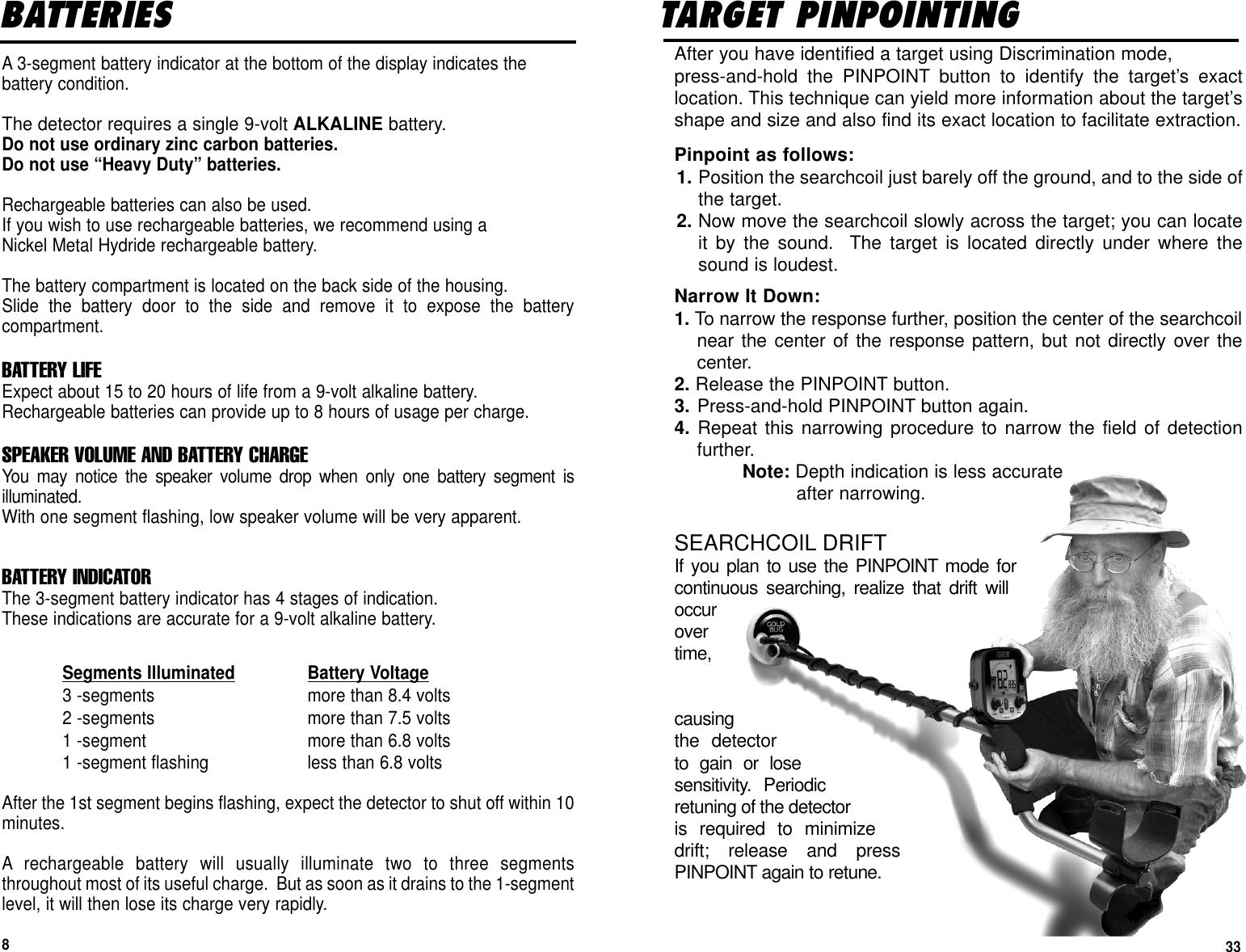 Page 33 of First Texas GB Metal Detector- Goldbug User Manual BHplatinumMANUAL printer 