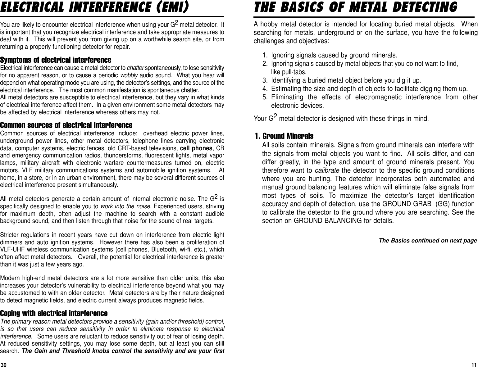 Page 11 of First Texas GB Metal Detector- Goldbug User Manual BHplatinumMANUAL printer 