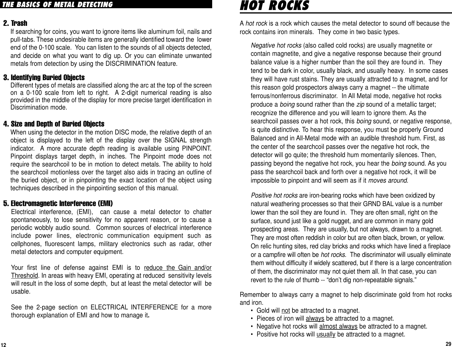 Page 12 of First Texas GB Metal Detector- Goldbug User Manual BHplatinumMANUAL printer 