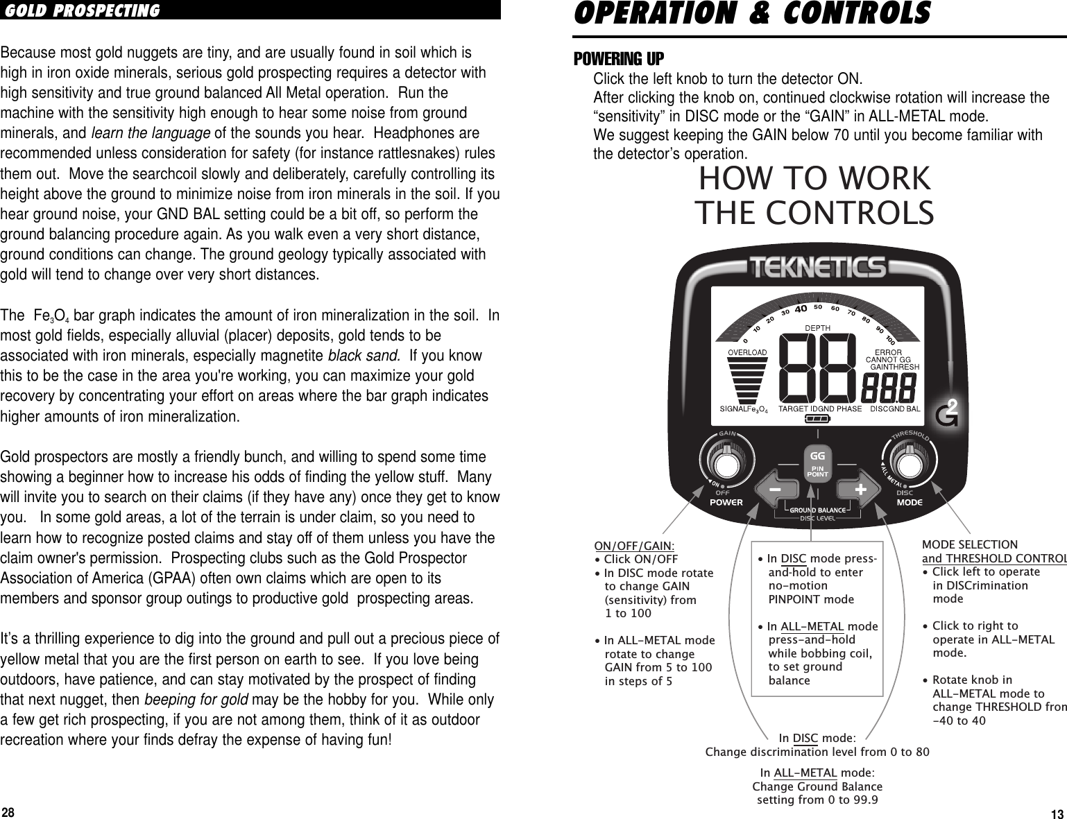 Page 13 of First Texas GB Metal Detector- Goldbug User Manual BHplatinumMANUAL printer 