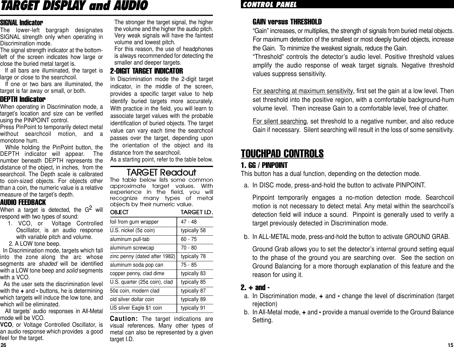 Page 15 of First Texas GB Metal Detector- Goldbug User Manual BHplatinumMANUAL printer 