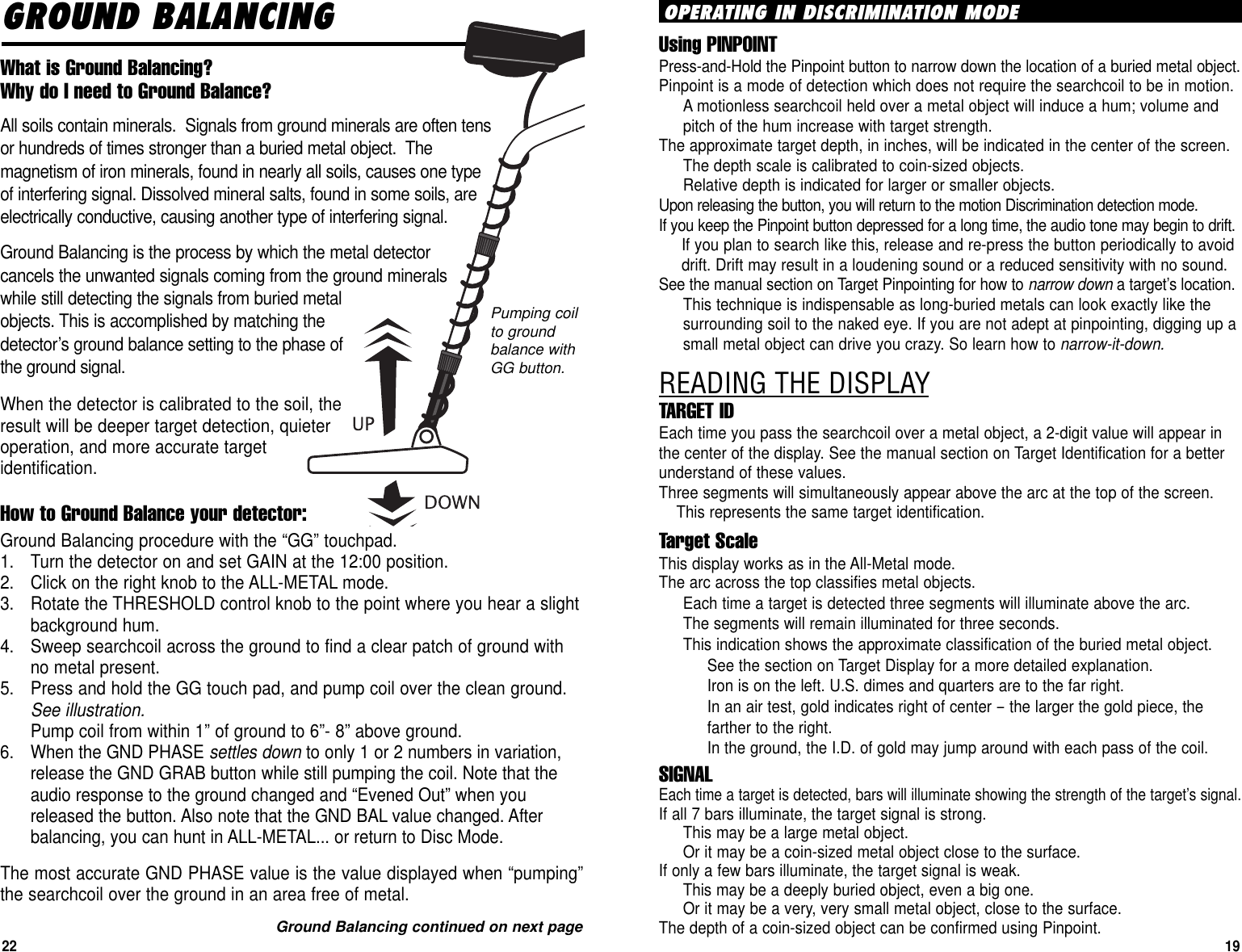 Page 22 of First Texas GB Metal Detector- Goldbug User Manual BHplatinumMANUAL printer 