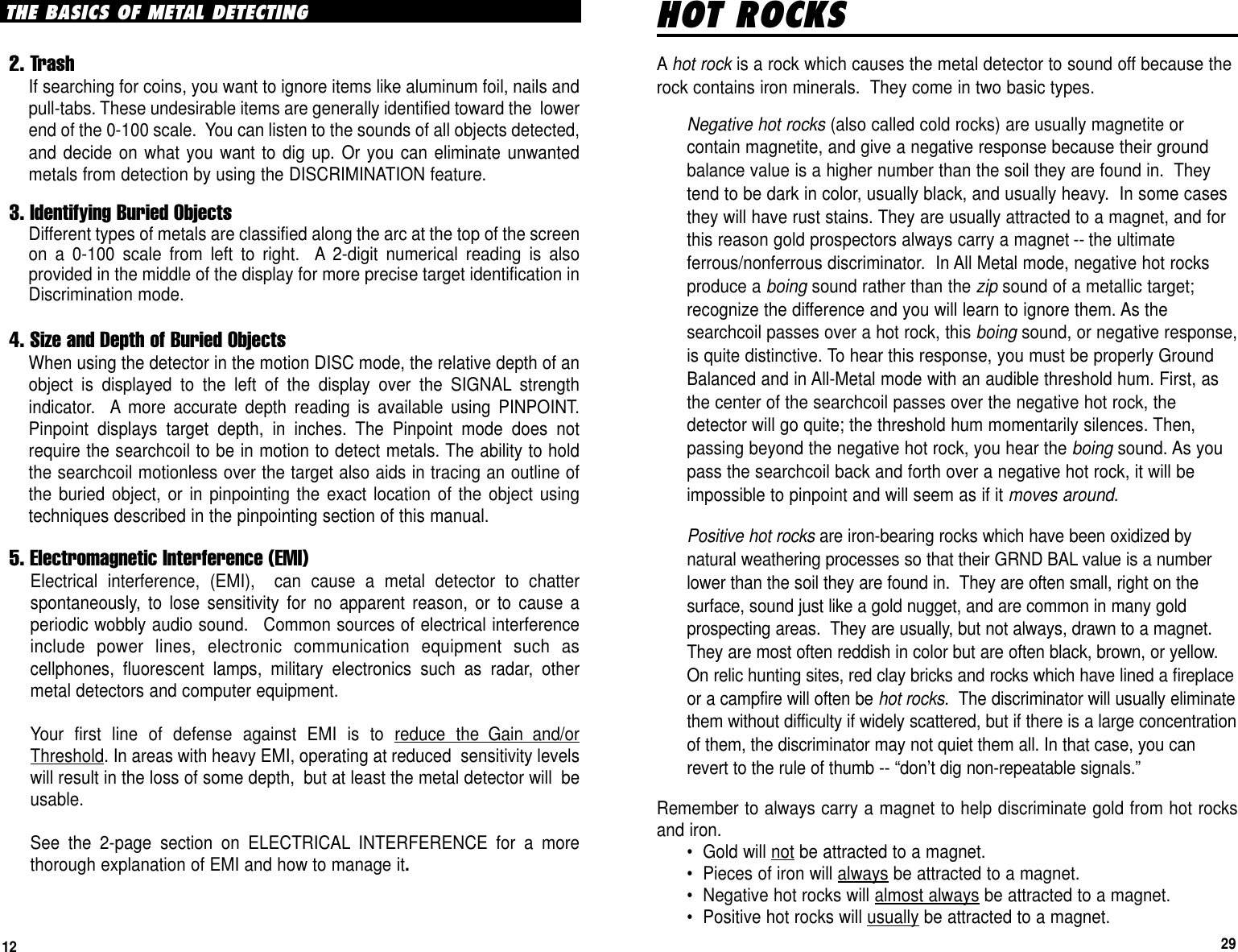 Page 29 of First Texas GB Metal Detector- Goldbug User Manual BHplatinumMANUAL printer 