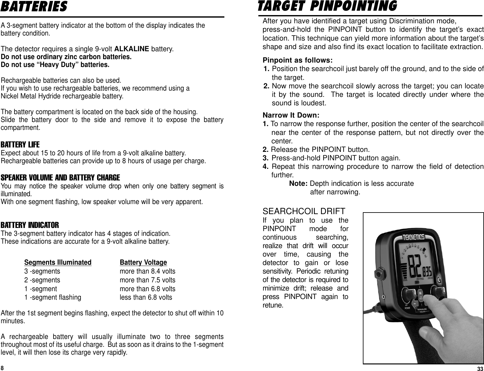 Page 8 of First Texas GB Metal Detector- Goldbug User Manual BHplatinumMANUAL printer 