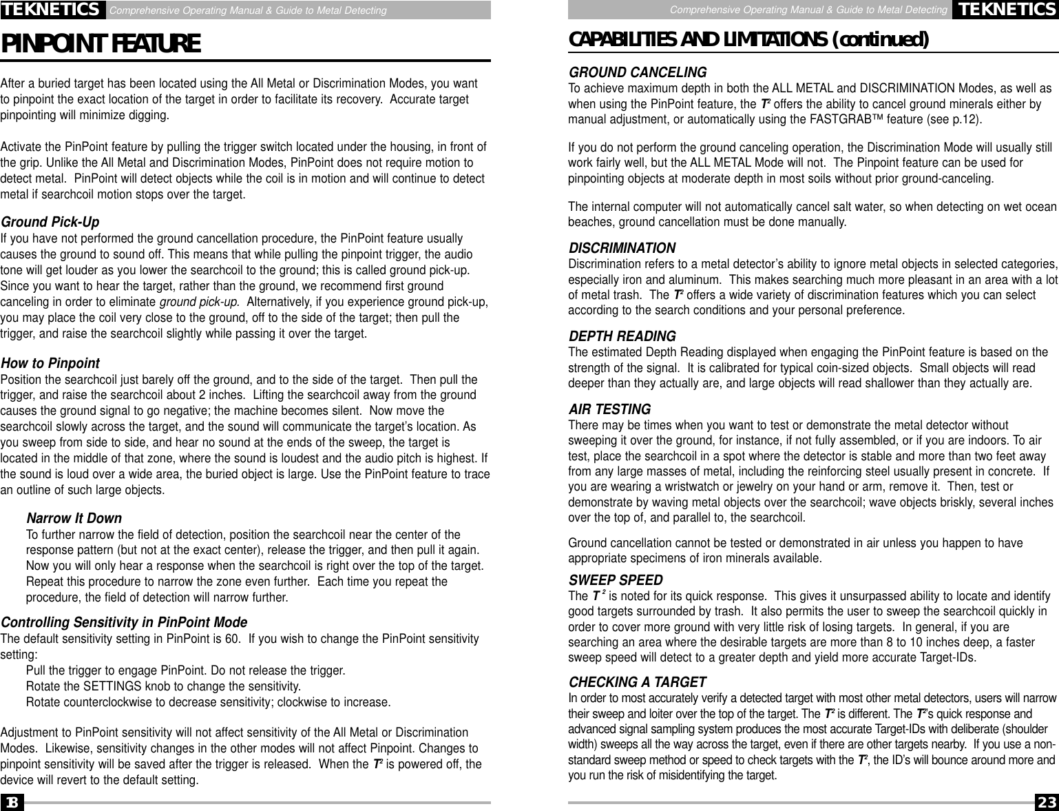 Page 18 of First Texas T2MD Professional Metal Detector User Manual Layout 1