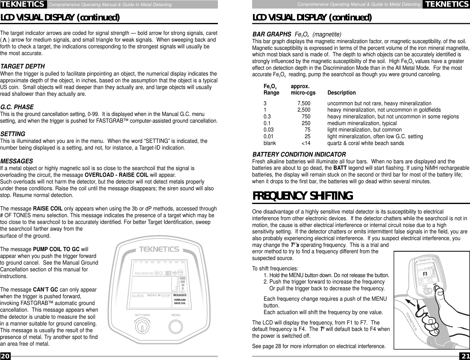Page 20 of First Texas T2MD Professional Metal Detector User Manual Layout 1