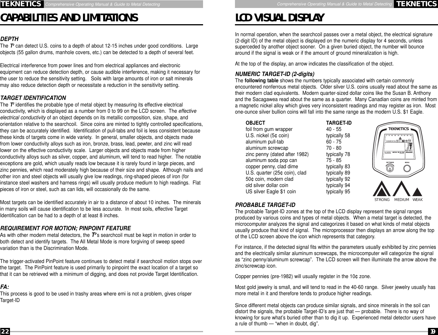 Page 22 of First Texas T2MD Professional Metal Detector User Manual Layout 1