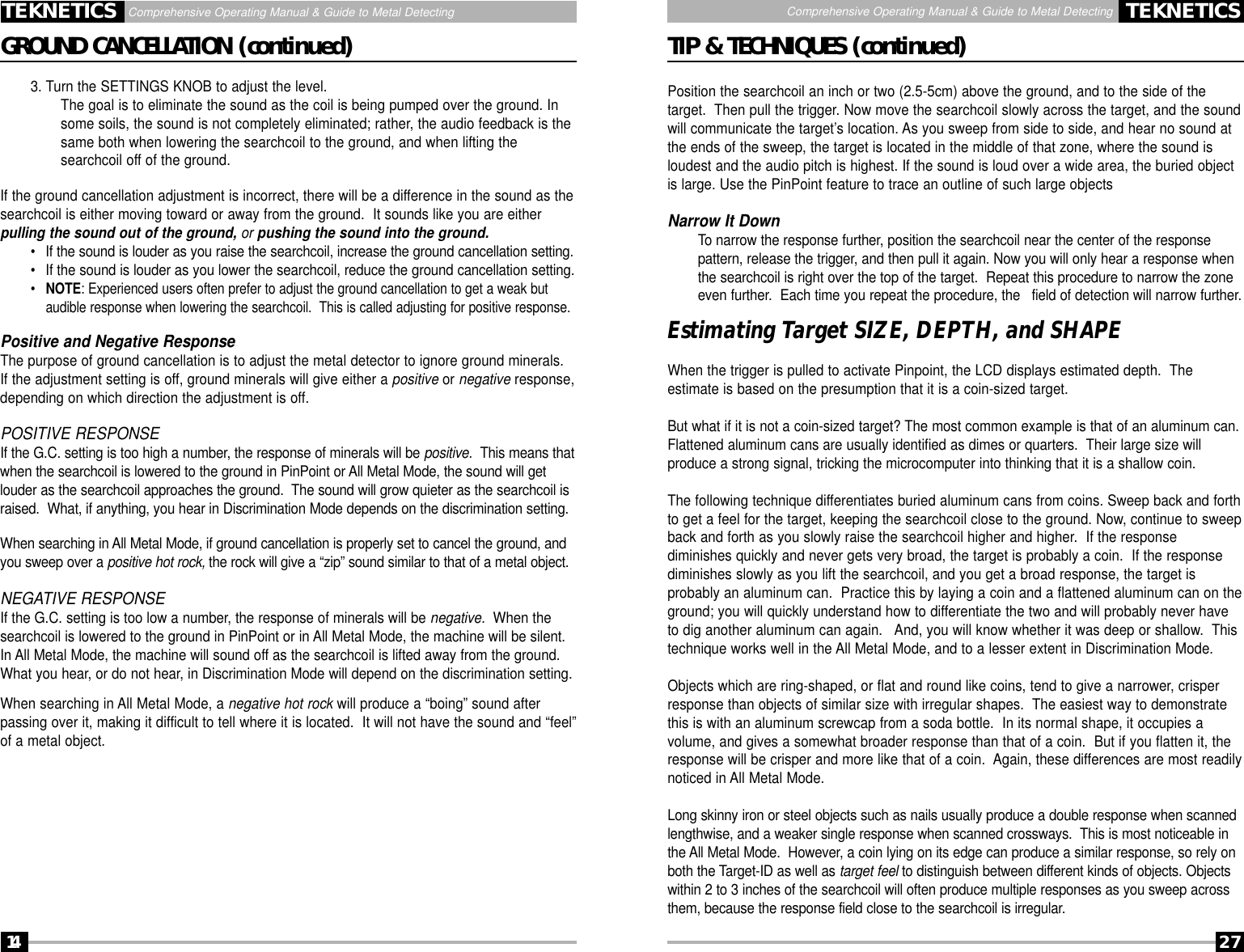 Page 27 of First Texas T2MD Professional Metal Detector User Manual Layout 1