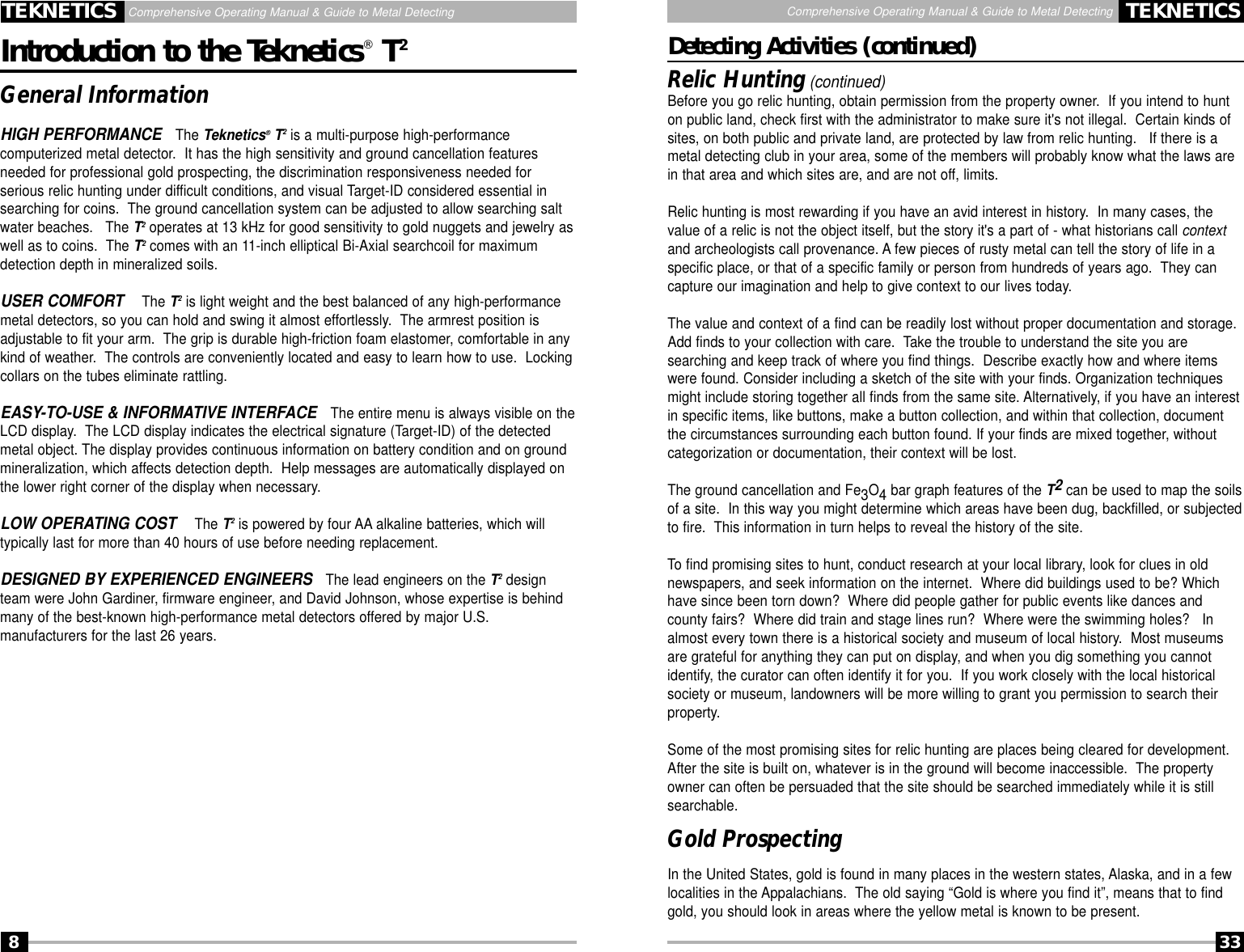 Page 33 of First Texas T2MD Professional Metal Detector User Manual Layout 1