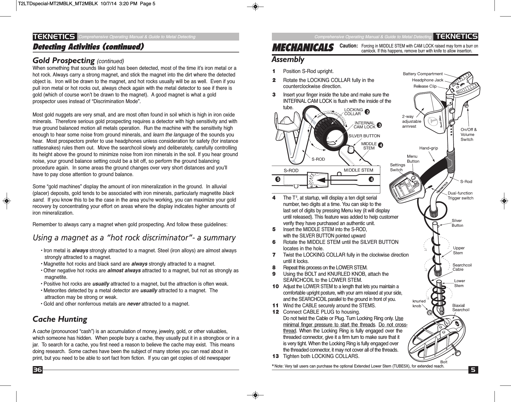 Page 5 of First Texas T2MD Professional Metal Detector User Manual Layout 1