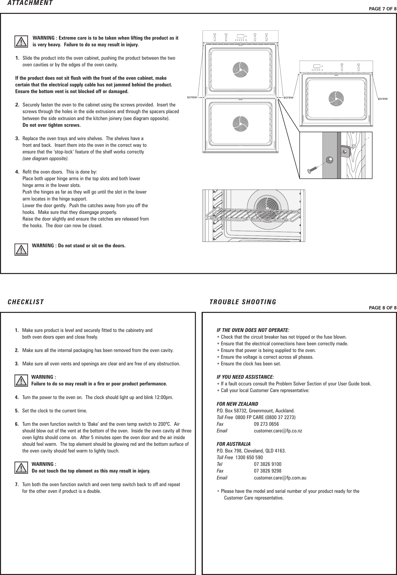 Page 7 of 8 - Fisher-And-Paykel Fisher-And-Paykel-Od301-Users-Manual- 545854C_Aerotech_INST_NZ  Fisher-and-paykel-od301-users-manual