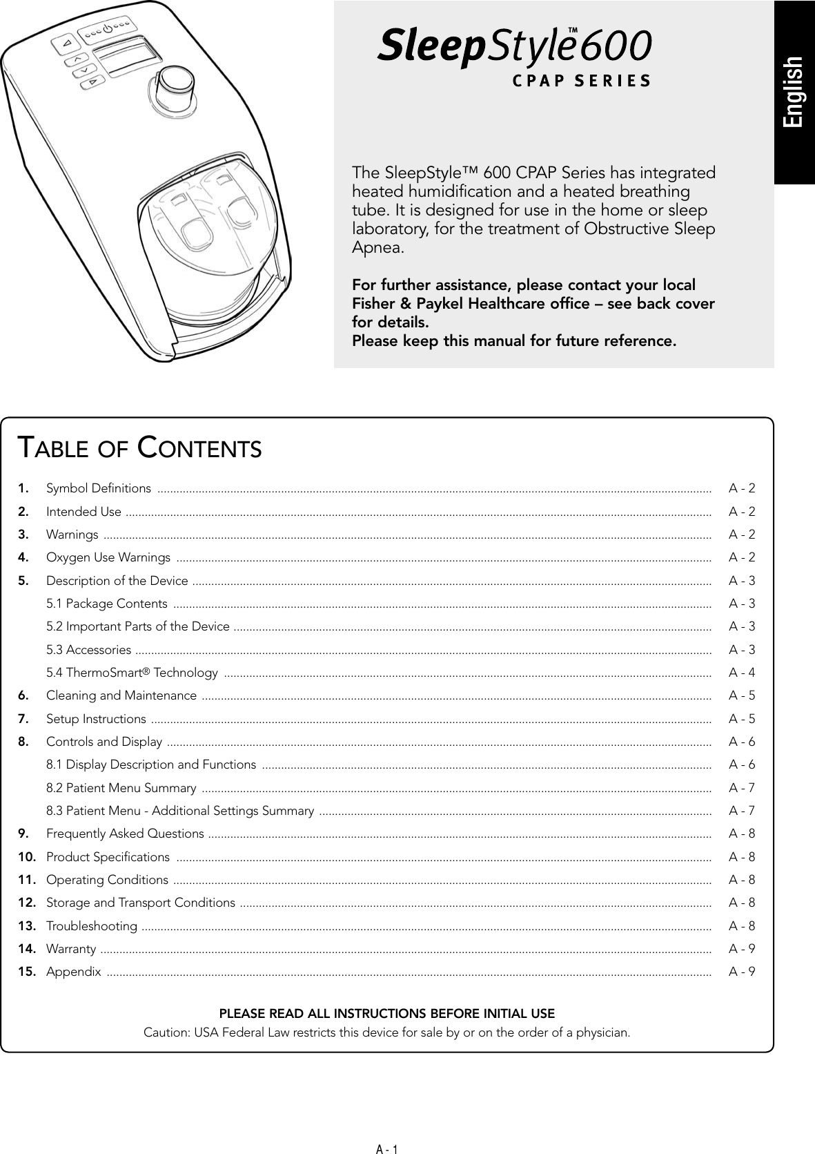 Fisher And Paykel Sleepstyle 600 Users Manual