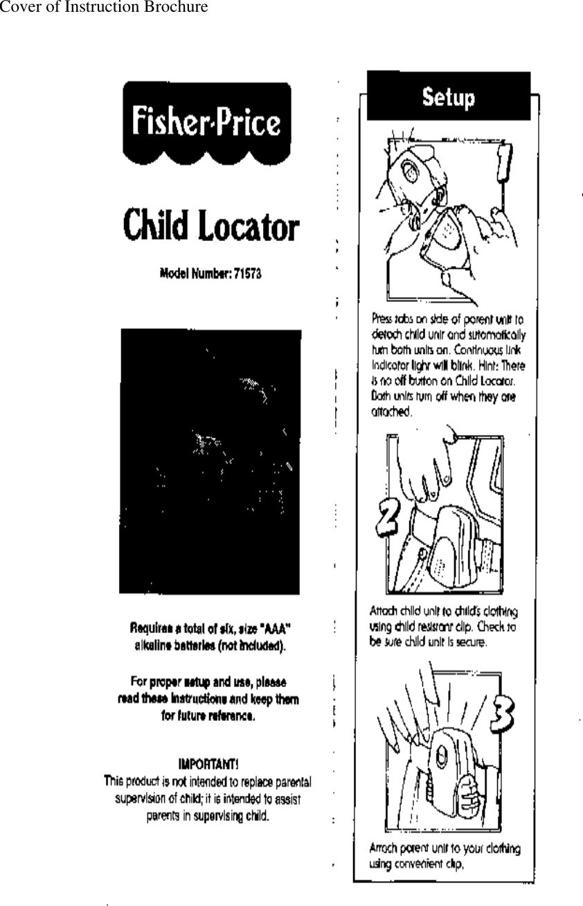 Cover of Instruction Brochure