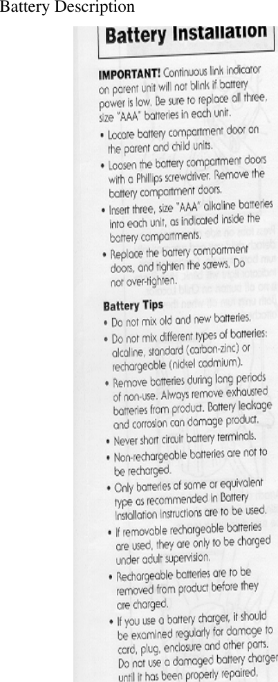 Battery Description
